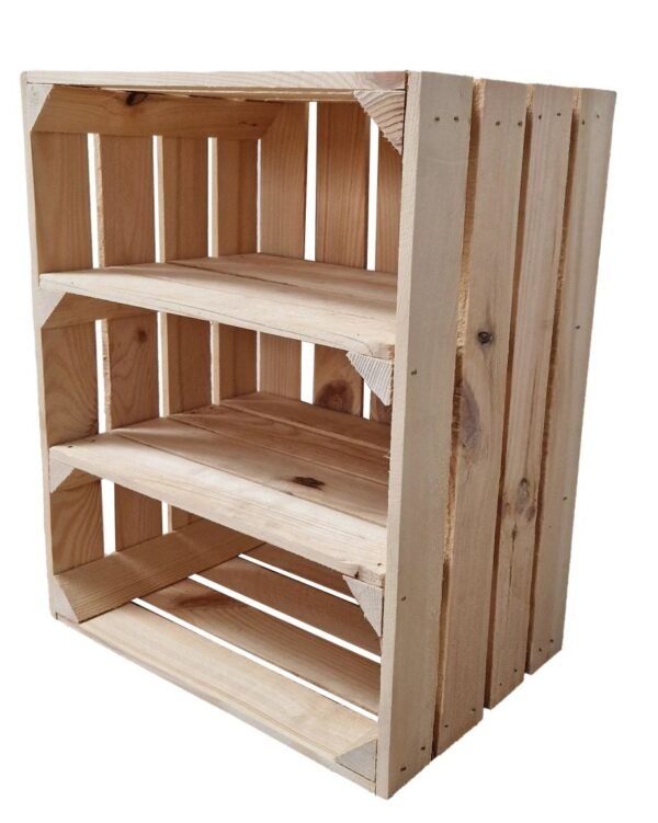 Regalkiste mit 2 Einlegeböden 50×40×30 cm – natur oder geflammt