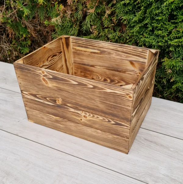 Holzkisten Set 6 Stück – geflammt, Massivholz Kiefer 39×29×24 cm