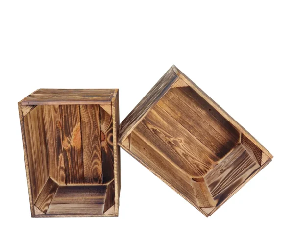 Houten kist 35×25×19 cm – naturel of gebrand, stapelbaar, gemonteerd