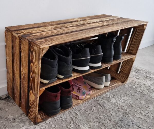 Holzkiste mit langem Boden 67×37×28 cm – geflammt oder natur