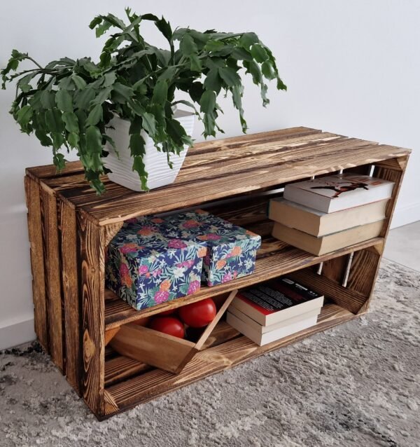 Holzkiste mit langem Boden 67×37×28 cm – geflammt oder natur