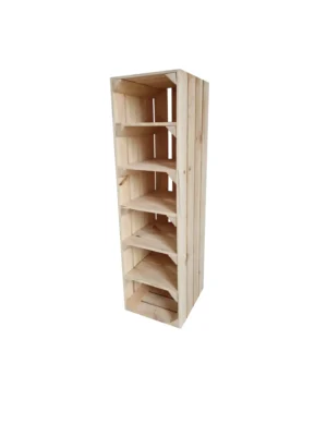 Schuhregal aus Holzkisten – natur oder geflammt, 3–6 Fächer
