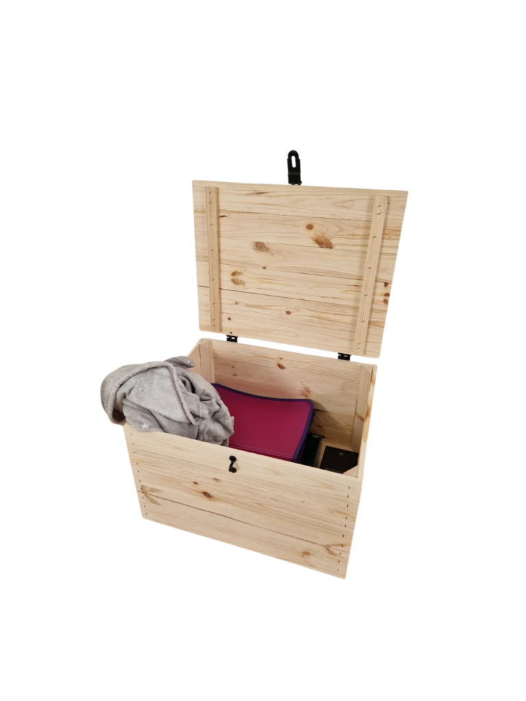 Holzkiste mit Deckel und Verschluss 50×40×31 cm – natur