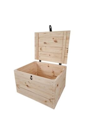Holzkiste mit Deckel und Verschluss 50×40×31 cm – natur