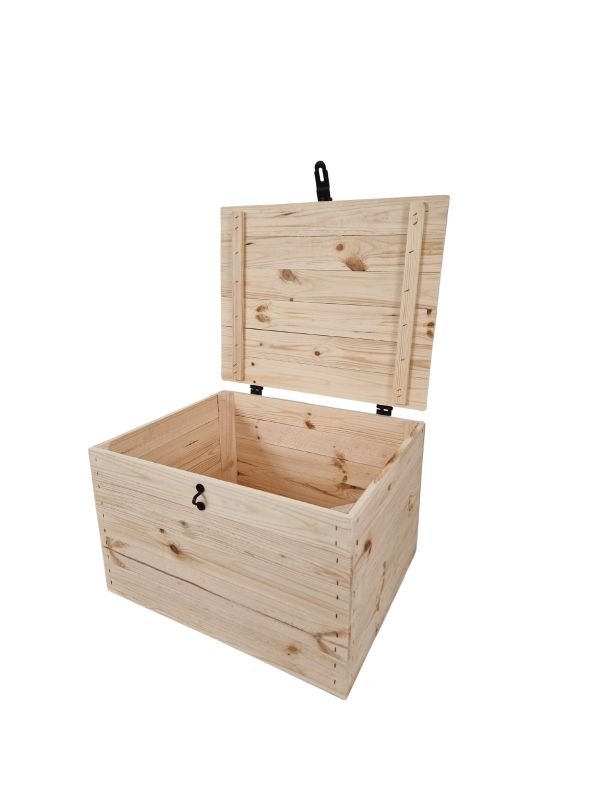 Holzkiste mit Deckel und Verschluss 50×40×31 cm – natur