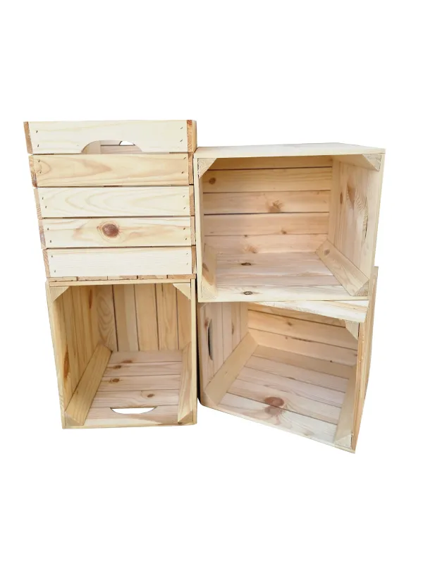 Holzkiste mit Griffen für KALLAX 33×33×38 cm – natur oder geflammt