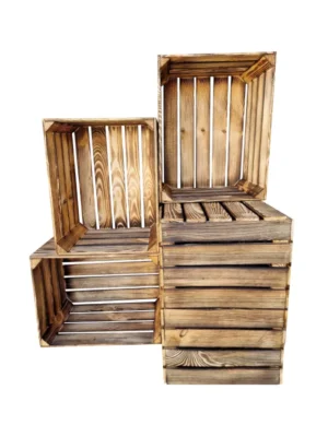 Holzkiste 50×40×30 cm – geflammt oder natur, stapelbar