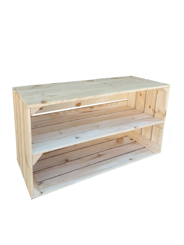 Holzkisten mit langem Einlegeboden 67×37×28 cm – natur & geflammt