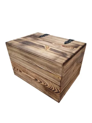 Holzkiste mit Deckel 39×29×25 cm – geflammt oder natur