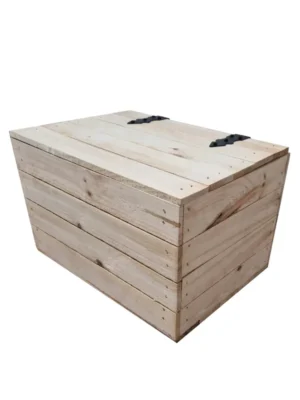 Holzkiste mit Deckel 39×29×25 cm – natur oder geflammt