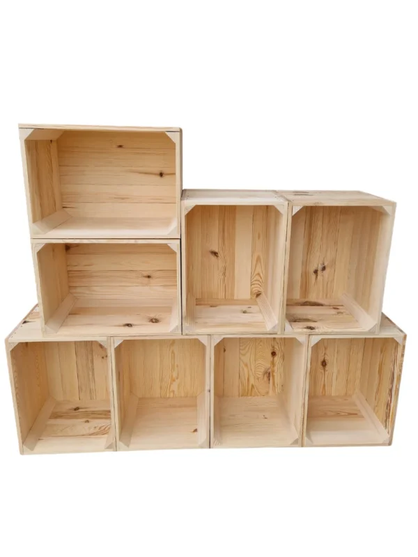 Holzkiste 39×29×24 cm – natur oder geflammt, Massivholz Kiefer