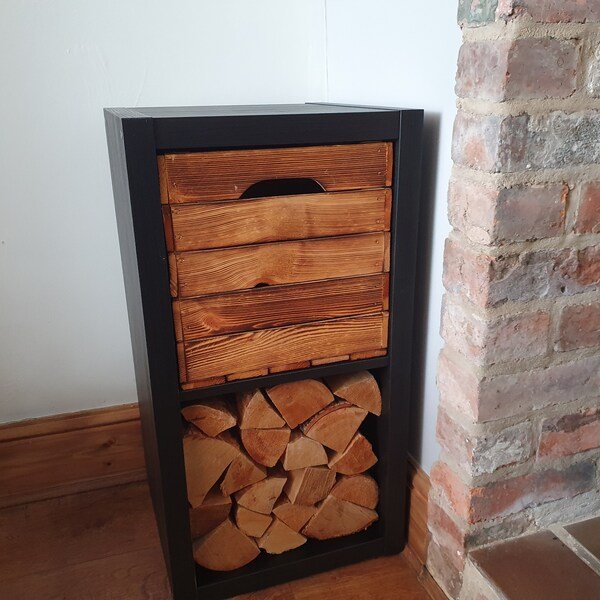 Holzkiste für KALLAX Regal 33×33×38 cm – natur oder geflammt