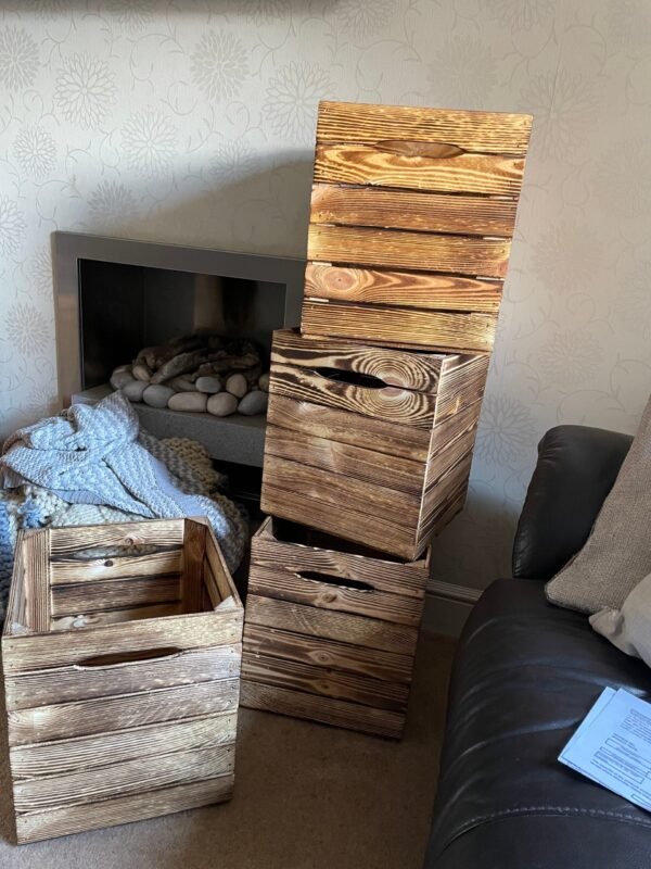 Holzkiste für KALLAX Regal 33×33×38 cm – natur oder geflammt