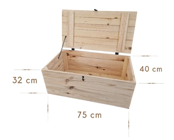 Holzkiste mit Deckel 75×40×30 cm – Massivholz Kiefer, geflammt