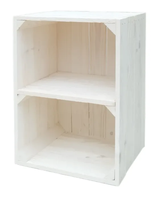 Regal aus Holzkisten mit Boden 39×29×24 cm – natur, geflammt, weiß, braun