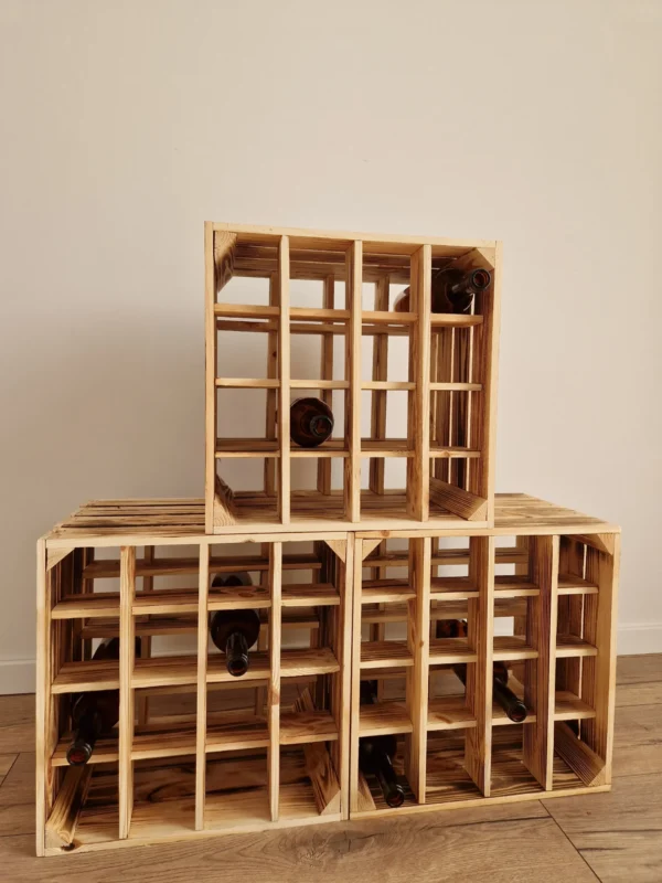 Weinkiste aus Holz 40×40×30 cm – geflammt, braun