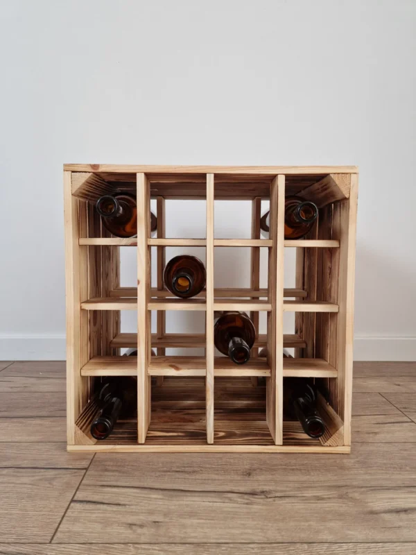 Weinkiste aus Holz 40×40×30 cm – geflammt, braun