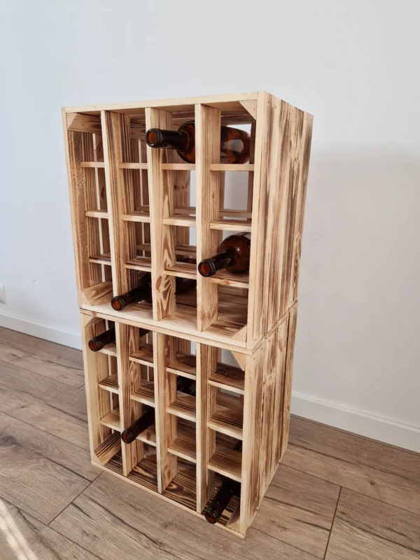 Weinkiste aus Holz 40×40×30 cm – geflammt, braun