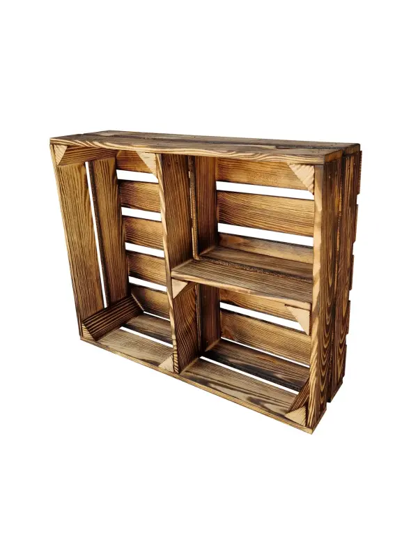 Regal aus Holzkisten 50×40×15 cm – natur oder geflammt