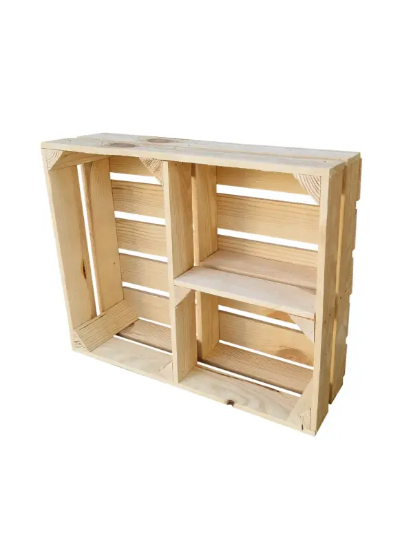 Caisses de rangement avec étagère 50×40×15 cm – naturel ou effet brûlé