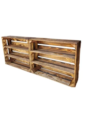 Holzkiste 50x40x15 cm mit Regalböden, natur oder geflammt