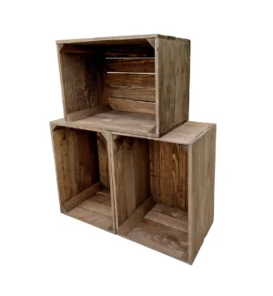 Holzkiste 39x29x24 cm in braun und weiß, Maße und Ansicht