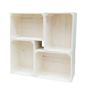 Holzkiste 39x29x24 cm in weiß und braun – Maße, Produktansicht