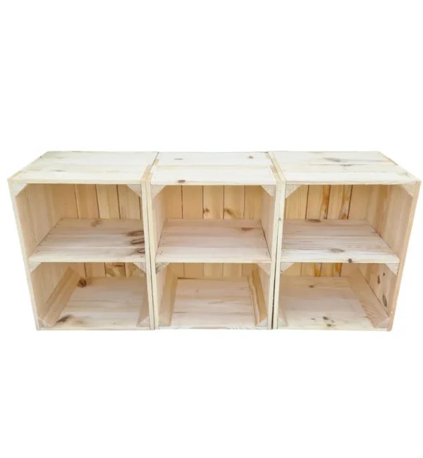 Holzkiste mit Regalboden 39×29×24 cm – natur, geflammt, weiß, braun