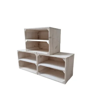 Schuhregal aus Holzkisten, weiß und geflammt, 39x29x24 cm