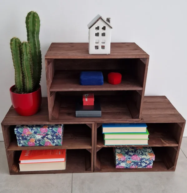 Rustikale Holzkisten mit Einlegeboden 39×29×24 cm