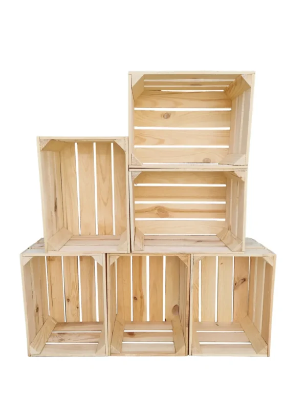Wooden crates 39×29×23 cm for home and decoration – natural or burnt-effect