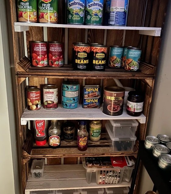 Large wooden crate with shelves 60×40×20 cm – burnt-effect, fully assembled