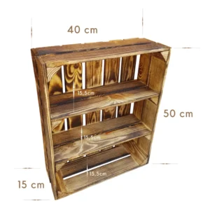 Holzkiste 50x40x15 cm mit Böden, verschiedene Ansichten