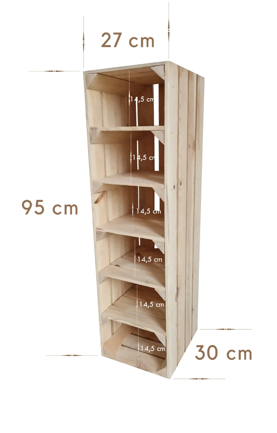Schuhregal 6 Fächer aus Holzkisten natur