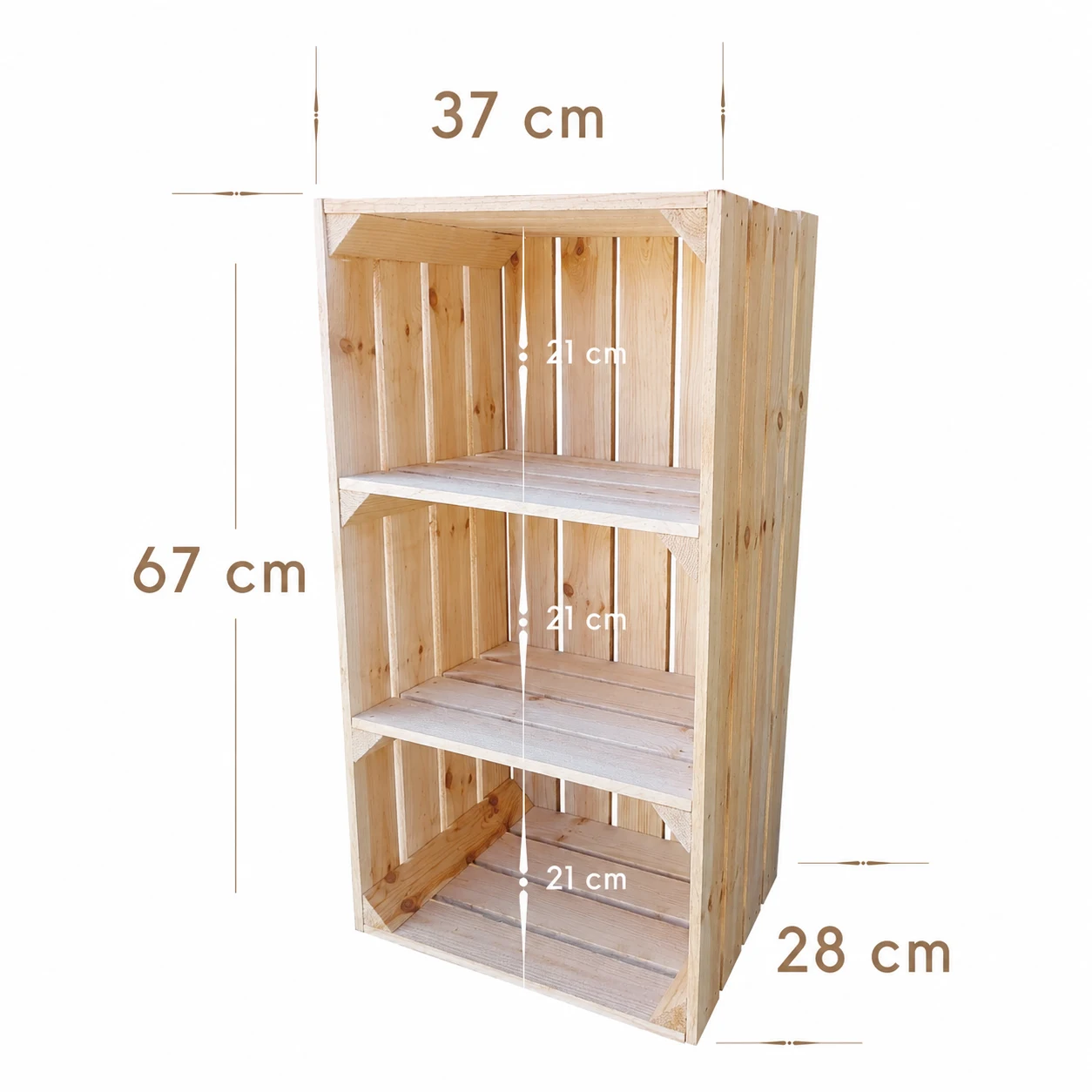 Dimensions shelf crate with 2 shelves