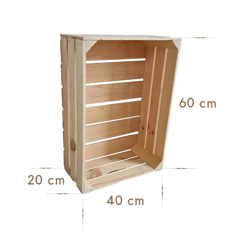Dimensions wooden crate 60x40x20 cm natural or burnt-effect