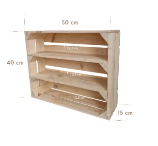 Holzkiste 50x40x15 cm, natur, mit langen Böden