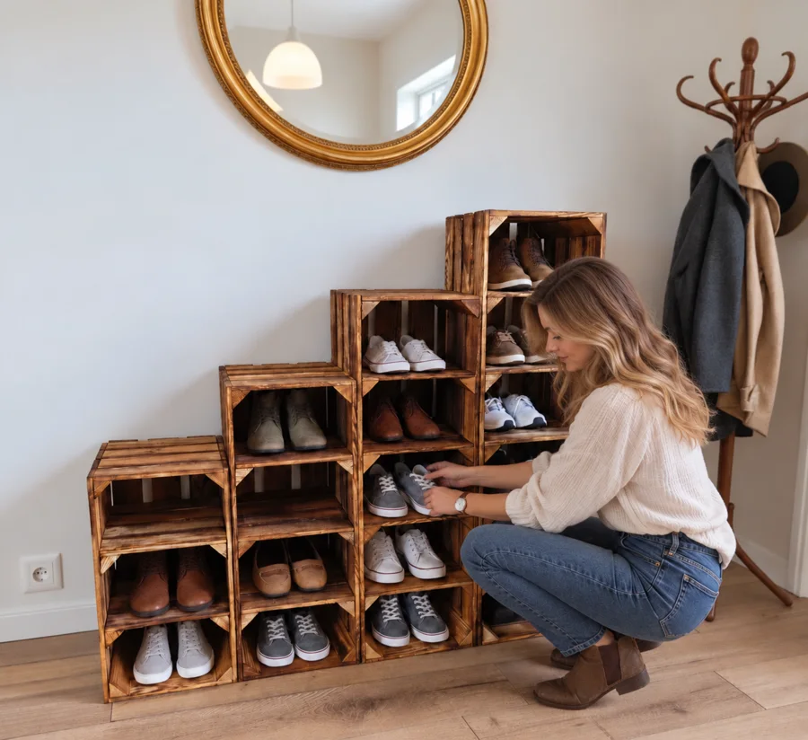 Schuhregal im Flur
