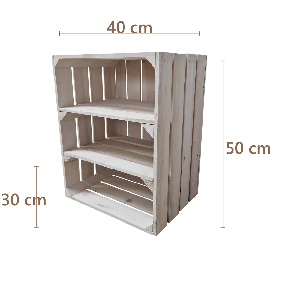 Farbige Holzkiste mit 2 Böden 50×40×30 cm – Maße