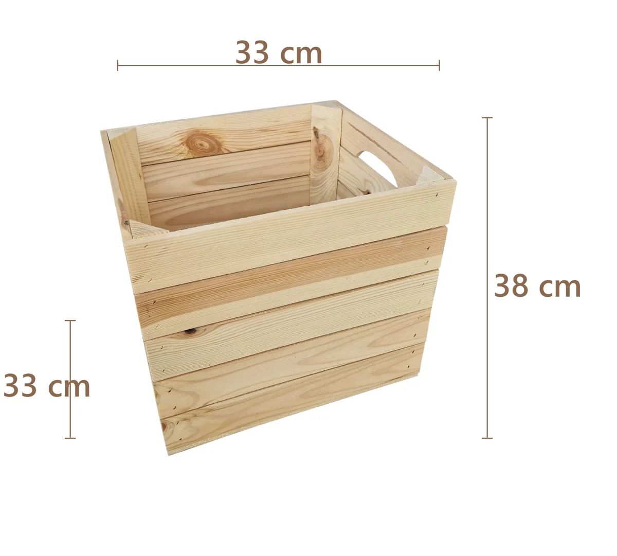 Holzkiste für KALLAX Regal 33×33×38 cm – natur oder geflammt – Maße