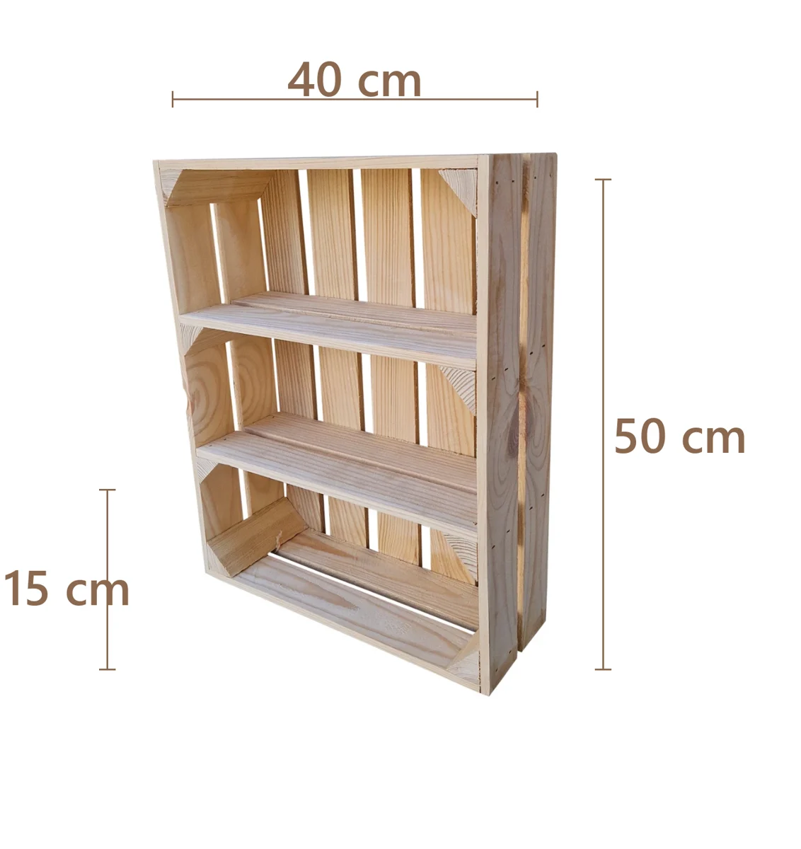 Holzkiste mit 2 Böden 50×40×15 cm – natur oder geflammt, rustikal – Maße