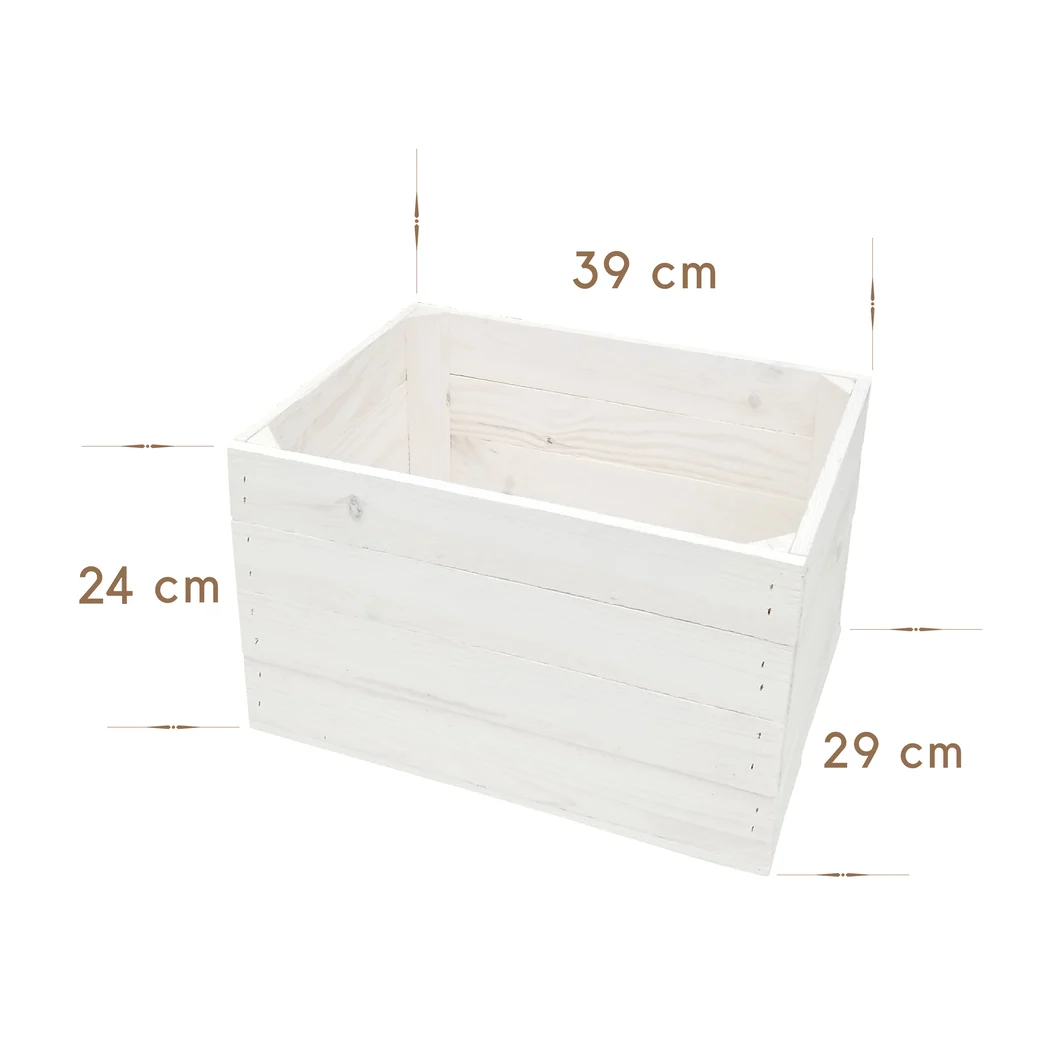 Caisse en bois 39×29×24 cm – marron ou blanc, montée – Maße
