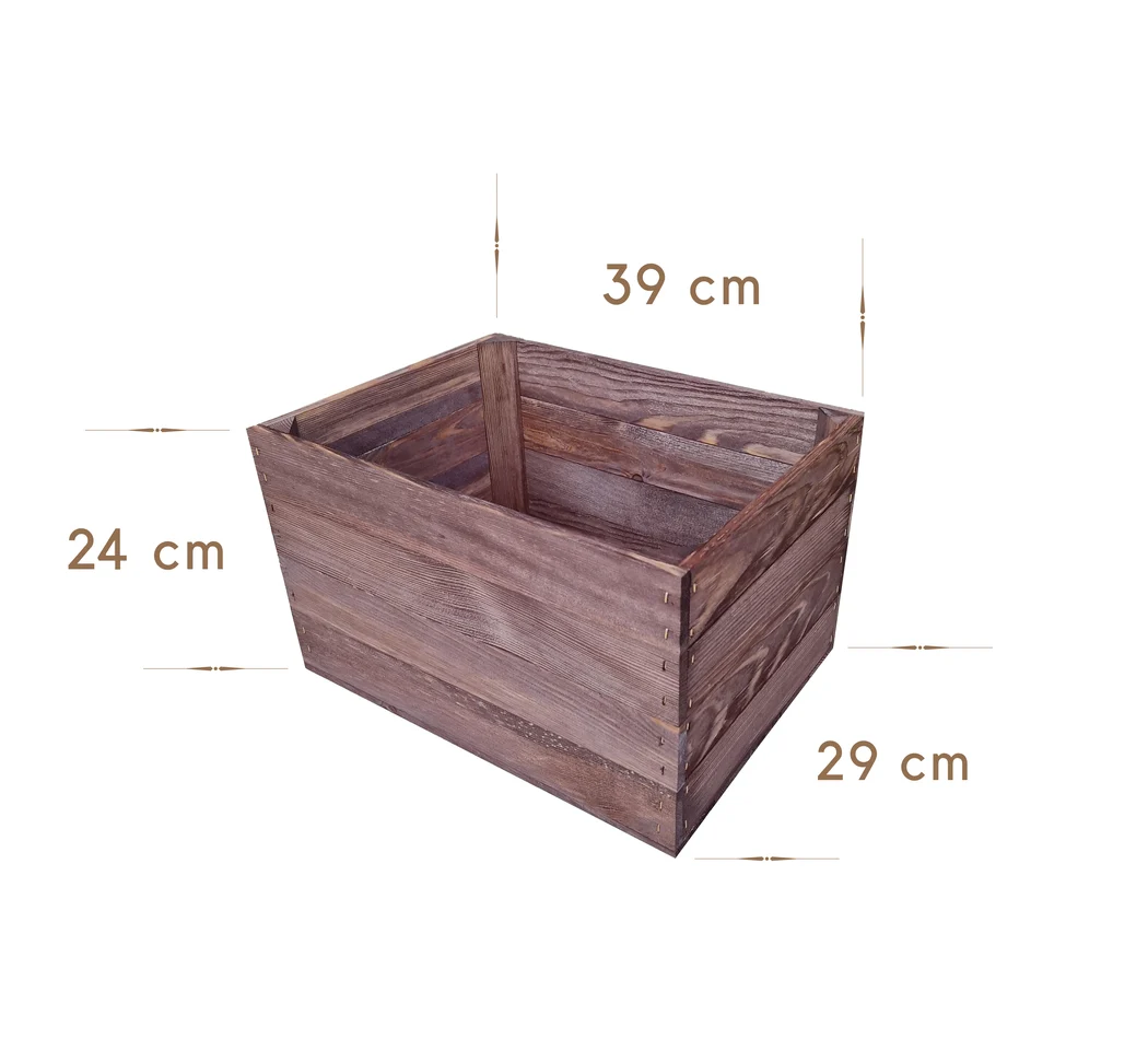 Caisse en bois 39×29×24 cm – marron ou blanc, montée – Maße