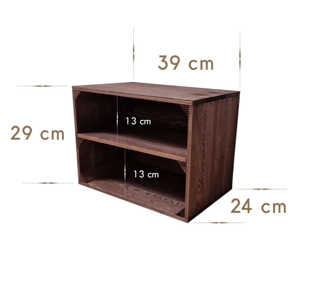 Regal aus Holzkisten 39×29×24 cm – natur, geflammt, braun, weiß – Maße