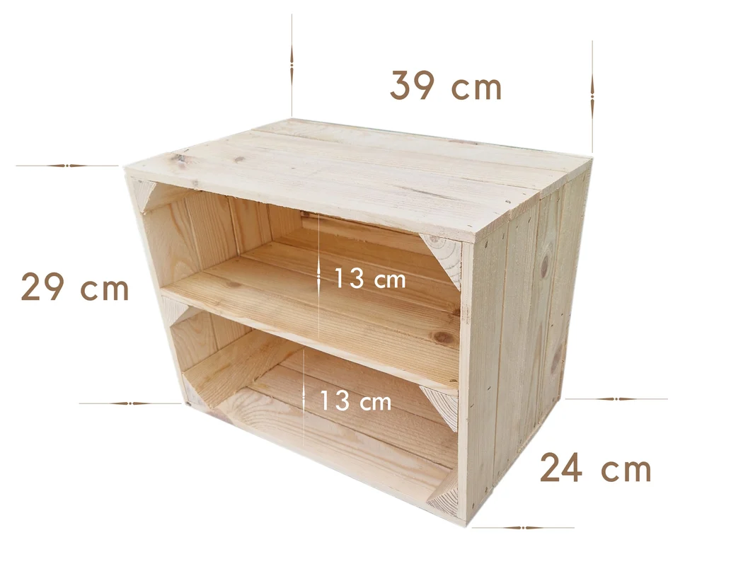 Regal aus Holzkisten 39×29×24 cm – natur, geflammt, braun, weiß – Maße