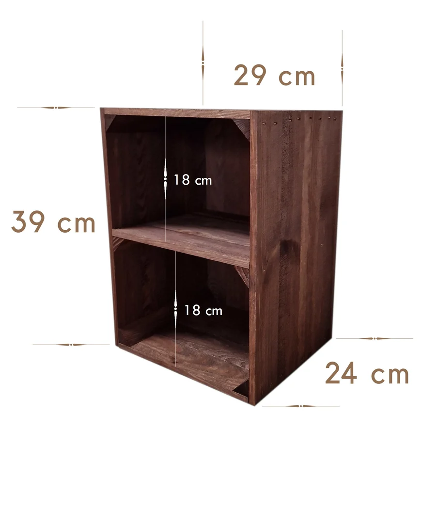 Regal aus Holzkisten 39×29×24 cm – natur, geflammt, braun, weiß – Maße