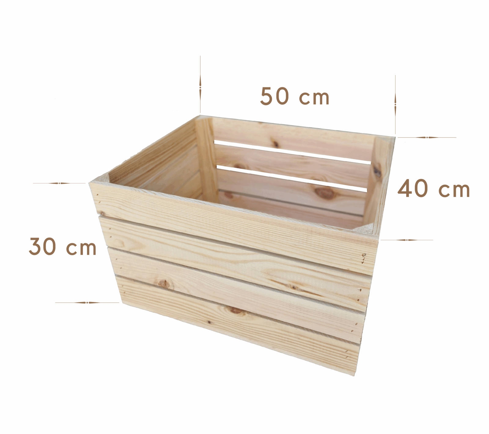 Holzkiste 50×40×30 cm – natur oder geflammt, Massivholz Kiefer – Maße